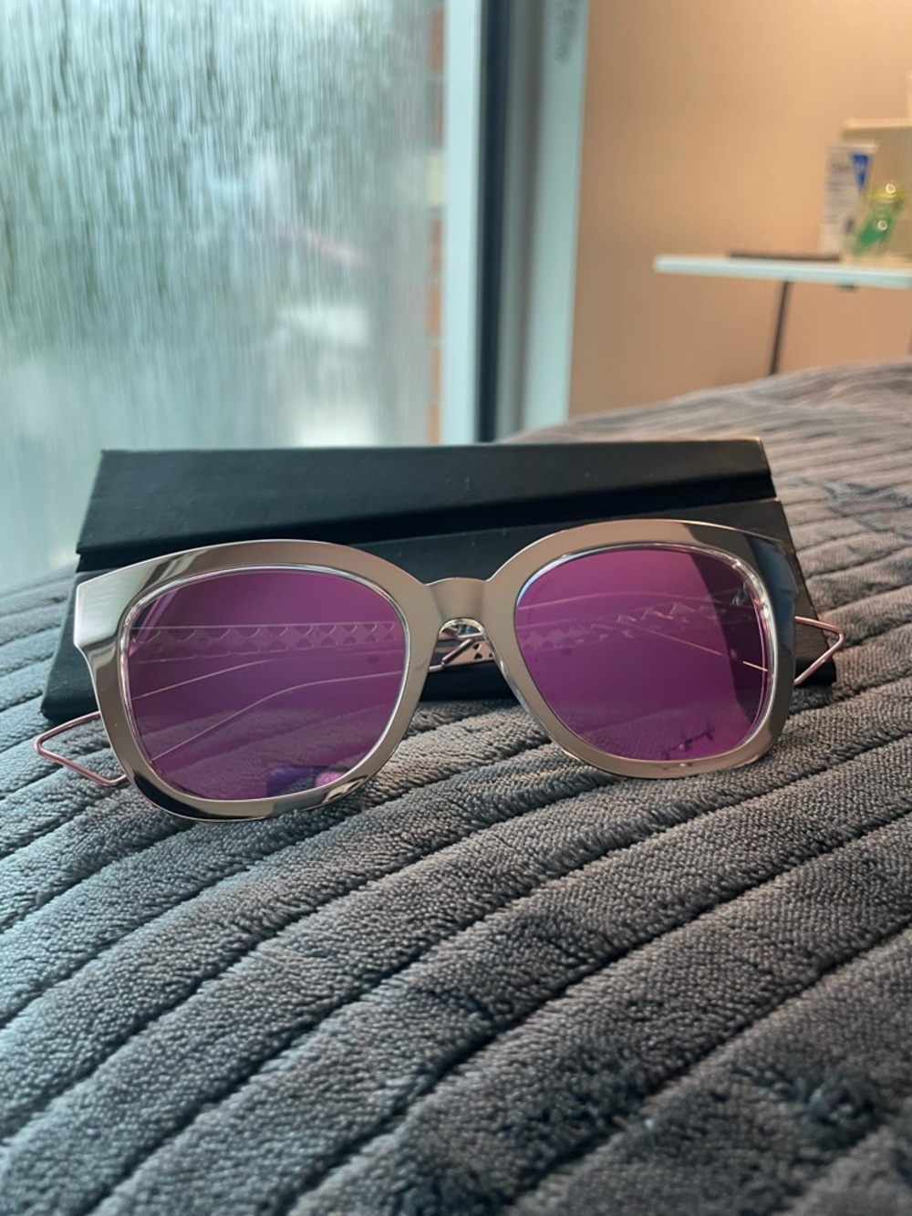 Light Pink Frame Dior Sunglasses with bright Pink Lenses